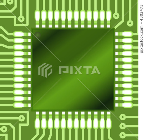 Abstract hi-tech background, circuit board with chip 4302473