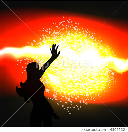The girl who touches an unusual backdrop 4302532