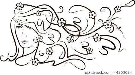 Girl with flutter hair and flowers. 4303024