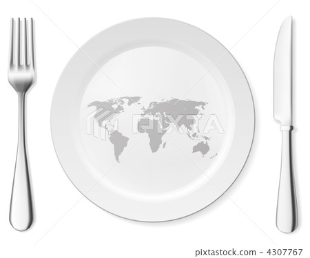 World on the white plate plate 4307767