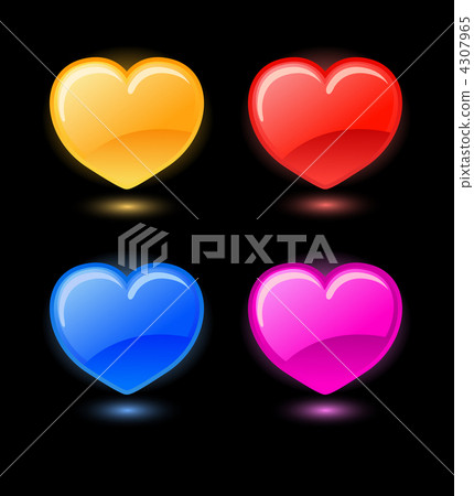 Set of vector hearts on black background - Stock Illustration [4307965 ...