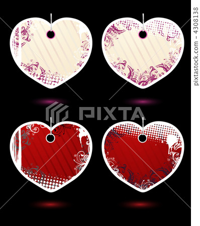 Set of vector heart-shaped labels - Stock Illustration [4308138] - PIXTA