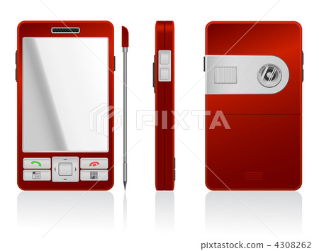 Vector photorealistic illustration of red PDA Vector photorealistic illustration of red PDA 4308262