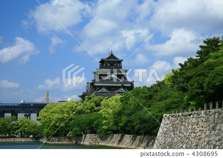 hiroshima castle, blue sky, landscape 4308695