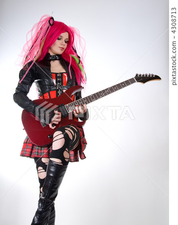 Gothic girl playing guitar 4308713