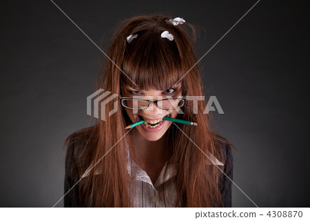 Angry businesswoman with broken pencil Angry businesswoman with broken pencil 4308870