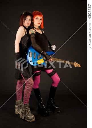 Rock girls with bass guitar Rock girls with bass guitar 4308887