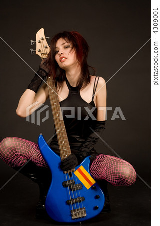 Beautiful girl with bass guitar 4309001