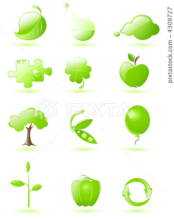 Green glossy icon set Green glossy icon set 4309727