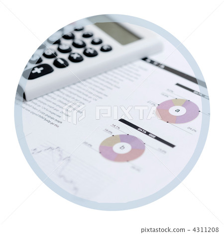 Business documents with calculators and graphs Business documents with calculators and graphs 4311208