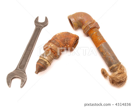 Old a pipe and a wrench Old a pipe and a wrench 4314836