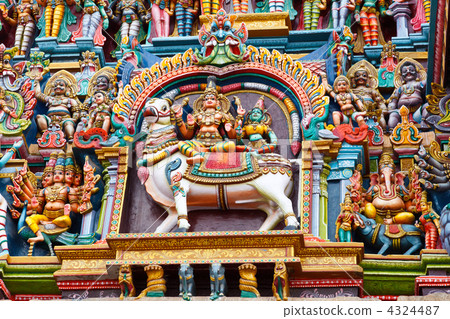 Sculptures on Hindu temple tower Sculptures on Hindu temple tower 4324487