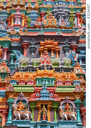 Sculptures on Hindu temple tower Sculptures on Hindu temple tower 4324497