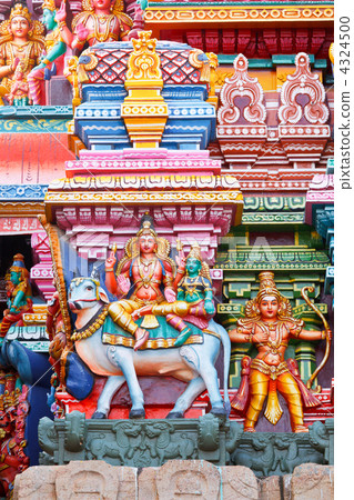 Sculptures on Hindu temple tower 4324500