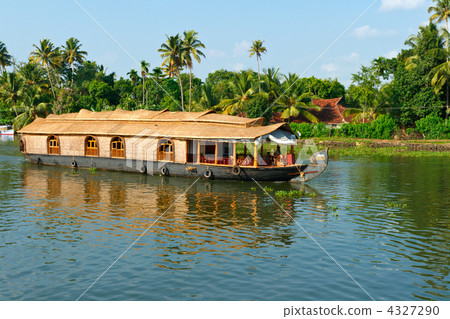 Houseboat on Kerala backwaters, India Houseboat on Kerala backwaters, India 4327290
