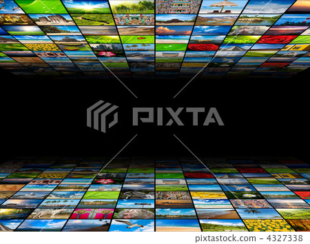 Abstract multimedia background composed of many images with copy 4327338