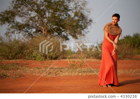 Beautiful girl dressed  terracotta dress 4330238