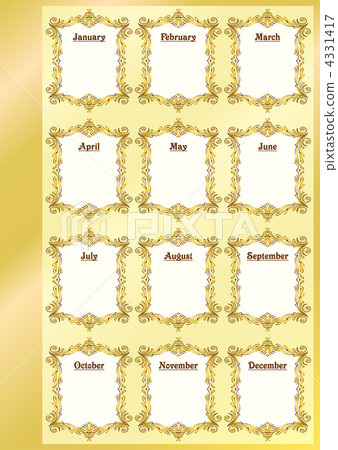 Calendar template in vintage style. Calendar template in vintage style. 4331417