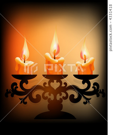 Three burning candles on dark background Three burning candles on dark background 4331418