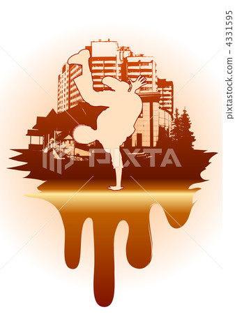 Urban grunge background with street dancer 4331595
