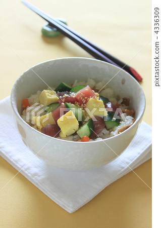 Japanese dishes with chirashi sushi 4336309