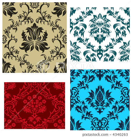 seamless damask patterns set 4340263