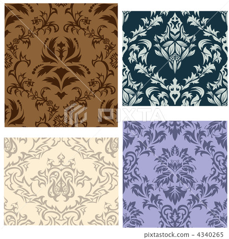 seamless damask patterns set seamless damask patterns set 4340265