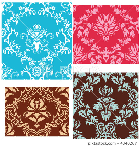seamless damask patterns set seamless damask patterns set 4340267