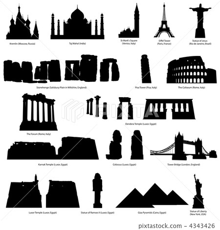landmarks silhouette set landmarks silhouette set 4343426