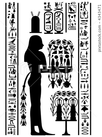 egyptian hieroglyphs and fresco 4343471