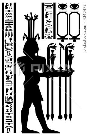 egyptian hieroglyphs and fresco 4343472