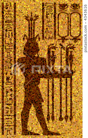 egyptian hieroglyphs and fresco 4343616