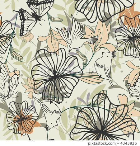 Seamless vector floral pattern - Stock Illustration [4343926] - PIXTA