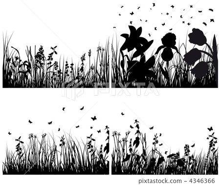 set of grass silhouettes 4346366