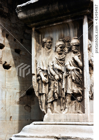 Sculptures at the one of buildings of the Roman 4349497