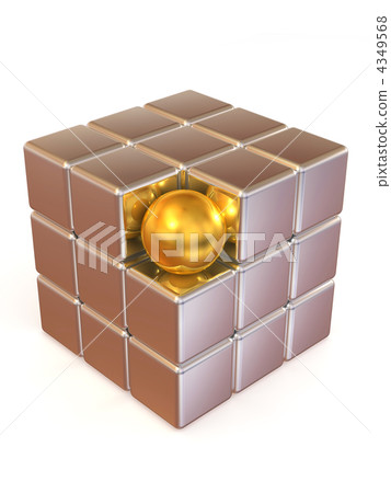 Boxes and sphere. Abstract image 4349568