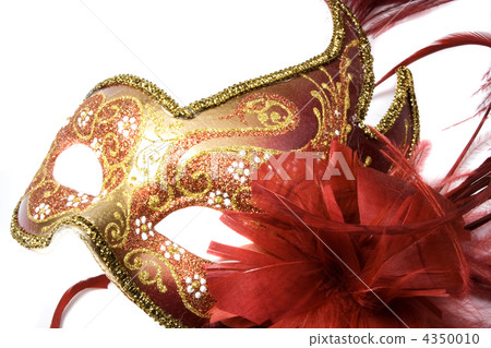 Venetian mask red with gold, isolated on white 4350010