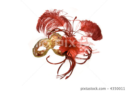 Venetian mask red with gold, isolated on white 4350011