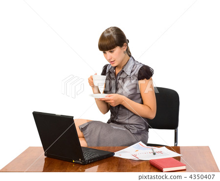 businesswoman with cap of coffee and laptop 4350407