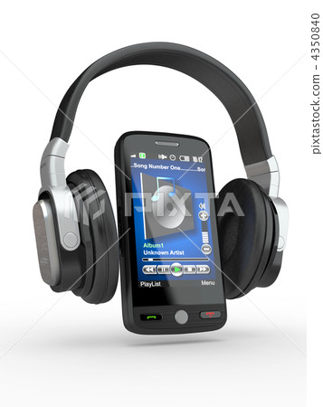 Mobile phone with headphones. 3d Mobile phone with headphones. 3d 4350840