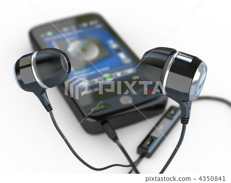 Mobile phone with headphones. 3d Mobile phone with headphones. 3d 4350841