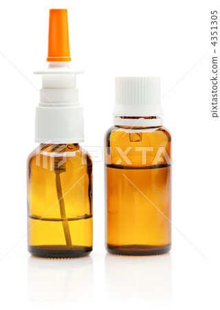 Nasal spray and dropper medical bottles isolated on white backgr 4351305