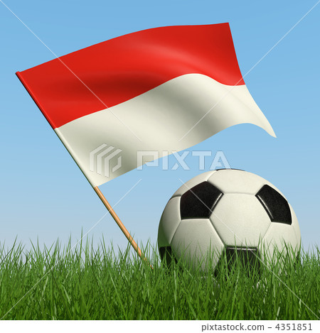 Soccer ball in the grass and flag of Monaco. Soccer ball in the grass and flag of Monaco. 4351851