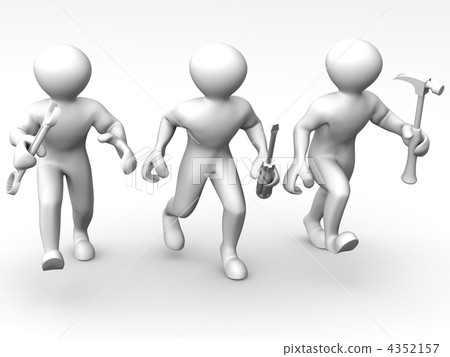 Three man with tools. Maintenance Three man with tools. Maintenance 4352157