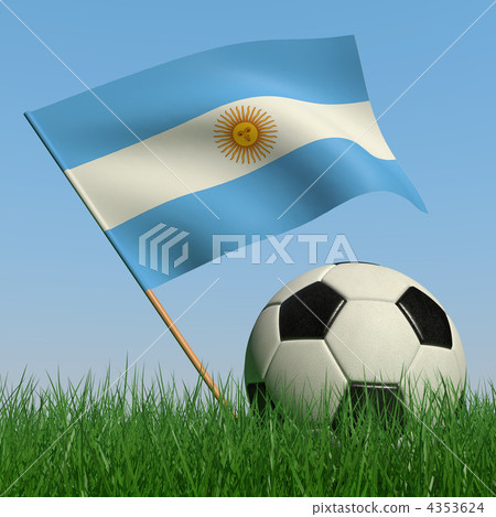 Soccer ball in the grass and the flag of Norway 4353624