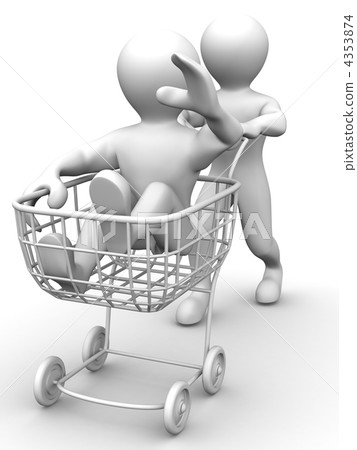 Two men with consumer's basket Two men with consumer's basket 4353874