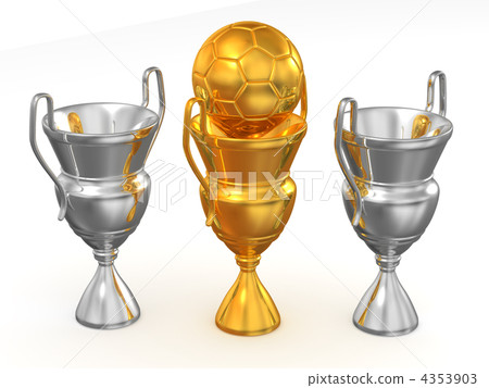 Three cup with ball. 3d 4353903