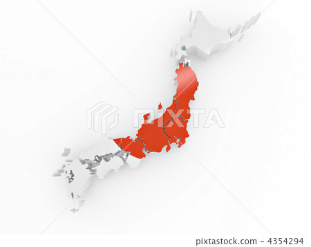 Map of Japan in Japanese flag colors Map of Japan in Japanese flag colors 4354294