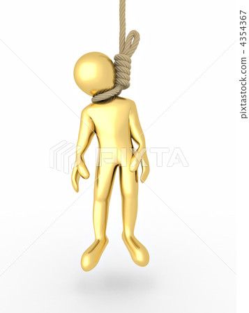Man on the gallows on white isolated background. Suicide 4354367