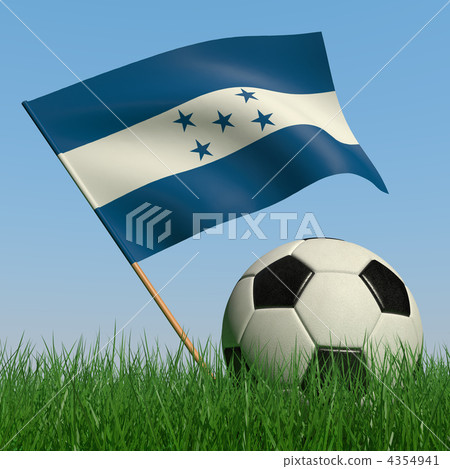 Soccer ball in the grass and the flag of Honduras Soccer ball in the grass and the flag of Honduras 4354941